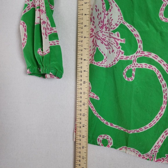 Lilly Pulitzer Rare 100% Silk Twinkle Tunic Top XS Elsa Green Pink Resort Beach - Picture 10 of 10